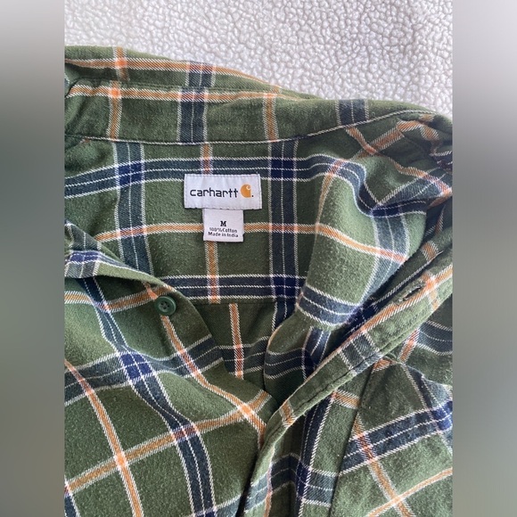 CARHARTT Men’s MEDIUM Long Sleeve Plaid  Flannel Shirt Chest Pockets MINT!!! # - Picture 4 of 7